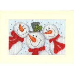 Selfie de Bonhommes de Neige - Kit Carte à Broder Noël - Bothy Threads
