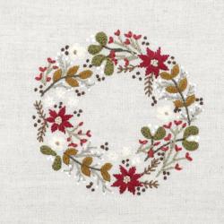 Couronne de poinsettias Décembre – Kit broderie Un Chat dans l'aiguille