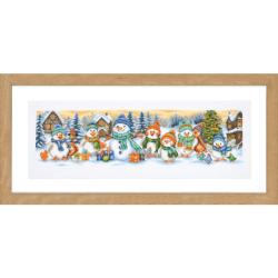 Portrait d'amis dans la neige - Kit Tableau Point Compté - Vervaco