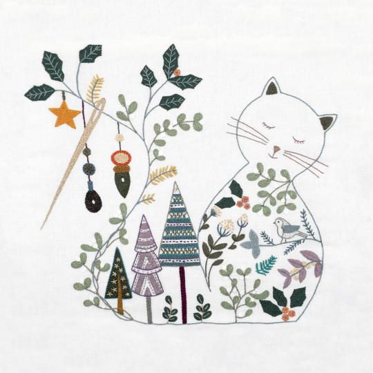 Le Chat en Hiver - Kit broderie - Un chat dans l'aiguille