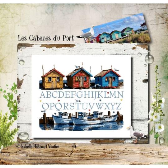 Les Cabanes du Port - Fiche point de croix - Isabelle Vautier