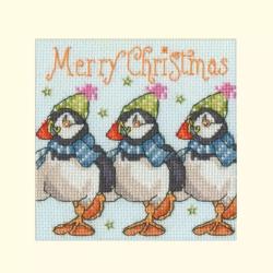 Noël des Macareux - Kit Carte à Broder Noël - Bothy Threads