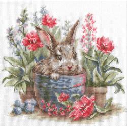Lapin en Fleurs - Kit point de croix - Aine
