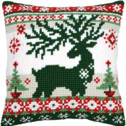 Renne nordique - Kit Coussin Point de Croix Noël - Vervaco